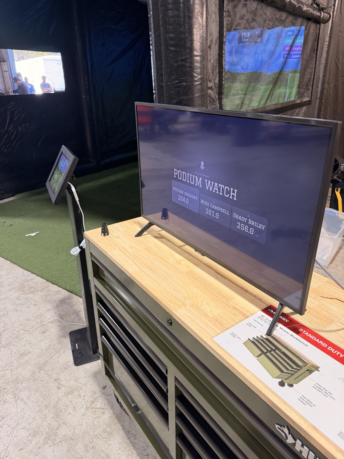 Bedlam Birdies mobile golf simulator at a live event